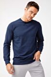 ERKEK LACİVERT MODERNFIT / EKSTRA DAR KALIP BİSİKLET YAKA SWEATSHİRT
