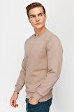 ERKEK CAMEL STANDART BİSİKLET YAKA SWEATSHİRT