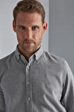 Erkek Gri Dynamic Fit Düğmeli Yaka Gömlek