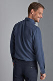 Erkek Lacivert Dynamic Fit Düğmeli Yaka Gömlek