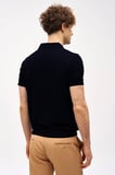 Siyah Slim Fit Dar Kalıp Polo Yaka Düz Kısa Kollu Triko Tişört