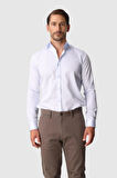 Açık Mavi Slim Fit Dar Kalıp Klasik Yaka Düz Uzun Kollu Cepsiz %100 Pamuk Gömlek