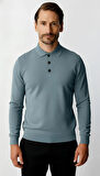 İndigo Standart Fit Dar Kalıp Polo Yaka Düz Uzun Kollu  Triko