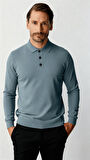 İndigo Standart Fit Dar Kalıp Polo Yaka Düz Uzun Kollu  Triko