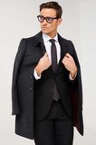 Erkek Siyah Slim Fit Dar Kalıp Klasik Takım Elbise