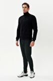 Exuma Erkek Siyah Tam Fermuarlı Sweatshirt 2419002