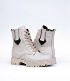 Kadın Hakiki Deri Kışlık Bağcıklı Bilek Üstü Bot