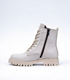 Kadın Hakiki Deri Kışlık Bağcıklı Bilek Üstü Bot