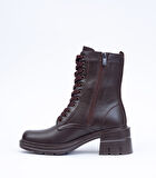 Kadın Hakiki Deri Kışlık Ökçeli Bağcıklı Fermuarı Bot