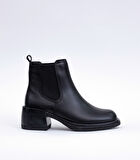 Hakiki Deri Ökçeli Kauçuk Taban Kadın Chelsea  Bot