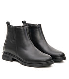 Hakiki Deri Fermuarlı Kauçuk Kaymaz Taban Kadın Bot