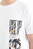 Beyaz Baskı Detaylı O Yaka Standart Kalıp Erkek Çocuk T-Shirt - 11104 | 8-9