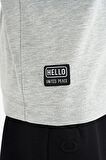 Gri Melanj Yazı Baskılı Renk Bloklu Standart Kalıp O Yaka Erkek Çocuk T-Shirt - 11134