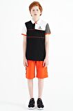 Siyah Renk Bloklu Nakış Yazı Detaylı Standart Kalıp Polo Yaka Erkek Çocuk T-Shirt - 11109 | 11-12 Yaş
