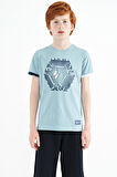 Açık Mavi Kol Ucu Renkli Detaylı Baskılı Standart Kalıp Erkek Çocuk T-Shirt - 11156 | 4-5 Yaş