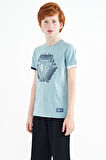 Açık Mavi Kol Ucu Renkli Detaylı Baskılı Standart Kalıp Erkek Çocuk T-Shirt - 11156 | 4-5 Yaş