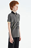 Koyu Gri Baskı Detaylı Polo Yaka Standart Kalıp Erkek Çocuk T-Shirt - 11094 | 10-11 Yaş