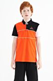 Portakal Renk Bloklu Nakış Yazı Detaylı Standart Kalıp Polo Yaka Erkek Çocuk T-Shirt - 11109 | 5-6 Yaş