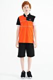 Portakal Renk Bloklu Nakış Yazı Detaylı Standart Kalıp Polo Yaka Erkek Çocuk T-Shirt - 11109 | 5-6 Yaş