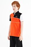 Portakal Renk Bloklu Nakış Yazı Detaylı Standart Kalıp Polo Yaka Erkek Çocuk T-Shirt - 11109 | 5-6 Yaş