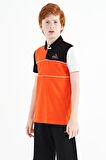 Portakal Renk Bloklu Nakış Yazı Detaylı Standart Kalıp Polo Yaka Erkek Çocuk T-Shirt - 11109 | 5-6 Yaş