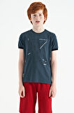 Orman Yeşili Minimal Yazı Baskılı Standart Kalıp O Yaka Erkek Çocuk T-Shirt - 11132 | 7-8 Yaş