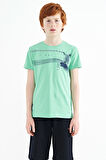 Su Yeşili Baskı Detaylı Standart Kalıp O Yaka Erkek Çocuk T-Shirt - 11133 | 9-10 Yaş