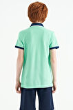 Su Yeşili Yazı Baskı Desenli Standart Kalıp Polo Yaka Erkek Çocuk T-Shirt - 11143 | 12-13 Yaş