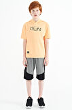 Kavun Içi Kanguru Cepli Kapüşonlu Oversize Erkek Çocuk T-Shirt - 11160