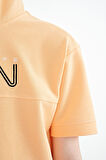 Kavun Içi Kanguru Cepli Kapüşonlu Oversize Erkek Çocuk T-Shirt - 11160