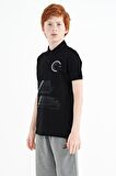 Siyah Baskı Detaylı Polo Yaka Standart Kalıp Erkek Çocuk T-Shirt - 11094 | 5-6 Yaş