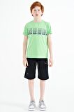 Neon Yeşil Yazı Baskılı O Yaka Standart Kalıp Erkek Çocuk T-Shirt - 11149 | 3-4 Yaş