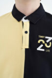 Sarı Renk Bloklu Nakış Detaylı Standart Kalıp Polo Yaka Erkek Çocuk T-Shirt - 11108