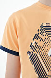 Kavun Içi Kol Ucu Renkli Detaylı Baskılı Standart Kalıp Erkek Çocuk T-Shirt - 11156