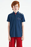 İndigo Baskı Detaylı Standart Kalıp Polo Yaka Erkek Çocuk T-Shirt - 11140