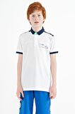 Beyaz Baskı Detaylı Standart Kalıp Polo Yaka Erkek Çocuk T-Shirt - 11140 | 3-4 Yaş