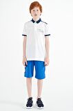 Beyaz Baskı Detaylı Standart Kalıp Polo Yaka Erkek Çocuk T-Shirt - 11140 | 3-4 Yaş
