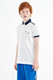 Beyaz Baskı Detaylı Standart Kalıp Polo Yaka Erkek Çocuk T-Shirt - 11140 | 3-4 Yaş
