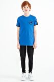 Saks Omuz Baskı Detaylı Standart Kalıp O Yaka Erkek Çocuk T-Shirt - 11121 | 14-15 Yaş