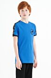Saks Omuz Baskı Detaylı Standart Kalıp O Yaka Erkek Çocuk T-Shirt - 11121 | 14-15 Yaş