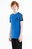 Saks Omuz Baskı Detaylı Standart Kalıp O Yaka Erkek Çocuk T-Shirt - 11121 | 14-15 Yaş