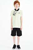 Açık Yeşil Yazı Nakış Detaylı Standart Kalıp Polo Yaka Erkek Çocuk T-Shirt - 11085