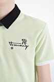 Açık Yeşil Yazı Nakış Detaylı Standart Kalıp Polo Yaka Erkek Çocuk T-Shirt - 11085