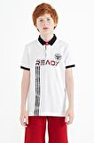 Beyaz Yazı Baskı Desenli Standart Kalıp Polo Yaka Erkek Çocuk T-Shirt - 11143 | 11-12 Yaş
