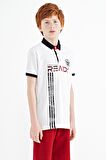 Beyaz Yazı Baskı Desenli Standart Kalıp Polo Yaka Erkek Çocuk T-Shirt - 11143 | 11-12 Yaş