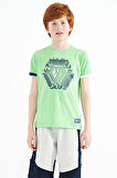 Neon Yeşil Kol Ucu Renkli Detaylı Baskılı Standart Kalıp Erkek Çocuk T-Shirt - 11156 | 6-7 Yaş