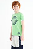 Neon Yeşil Kol Ucu Renkli Detaylı Baskılı Standart Kalıp Erkek Çocuk T-Shirt - 11156 | 6-7 Yaş