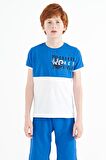 Saks Baskı Detaylı Renk Bloklu Standart Kalıp O Yaka Erkek Çocuk T-Shirt - 11107 | 12-13 Yaş
