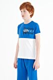 Saks Baskı Detaylı Renk Bloklu Standart Kalıp O Yaka Erkek Çocuk T-Shirt - 11107 | 12-13 Yaş