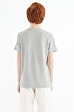 Gri Melanj Nakış İşleme Detaylı O Yaka Standart Kalıp Erkek Çocuk T-Shirt - 11115